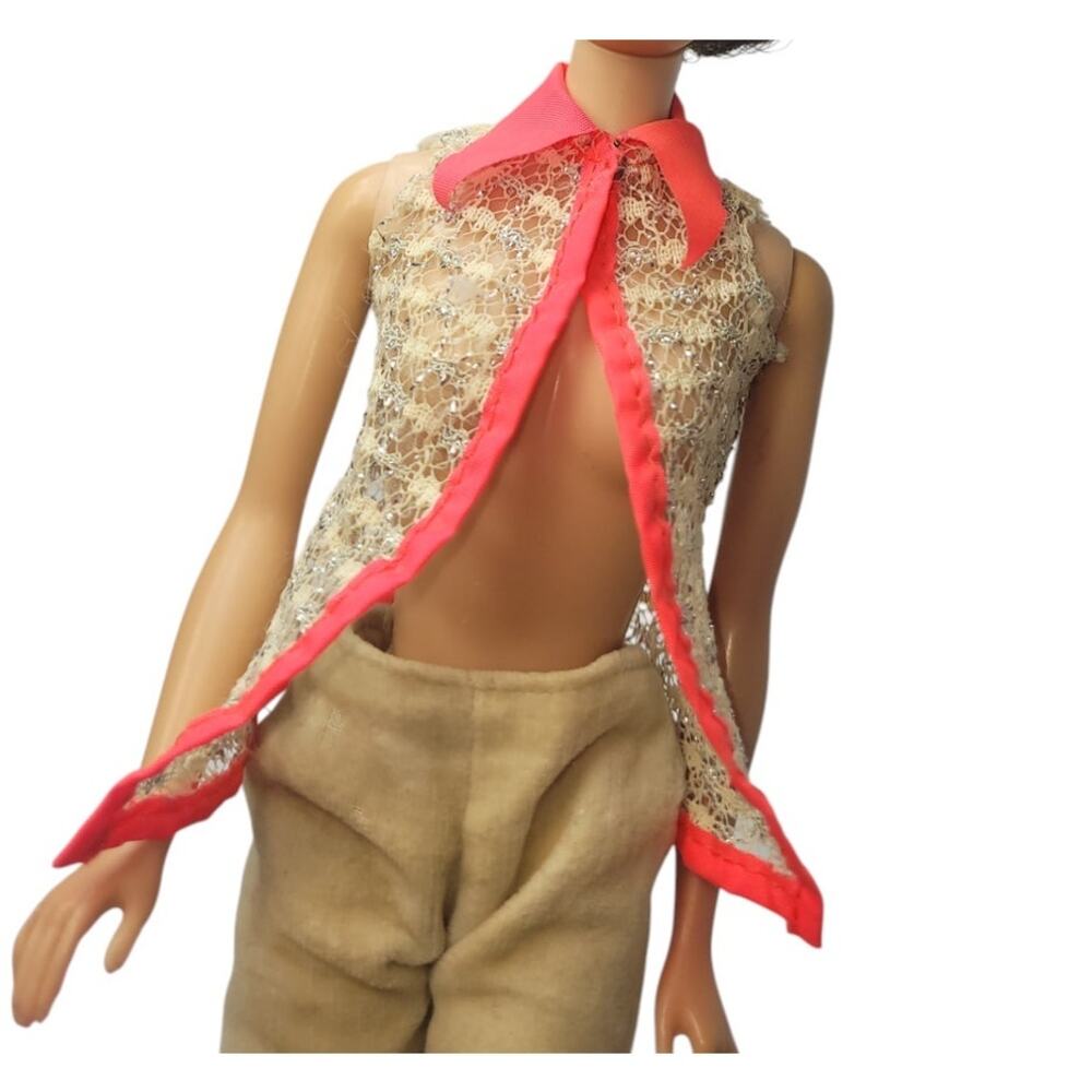 1966 Vintage Barbie Doll Fashion Net Vest with Neon Orange Trim #1115